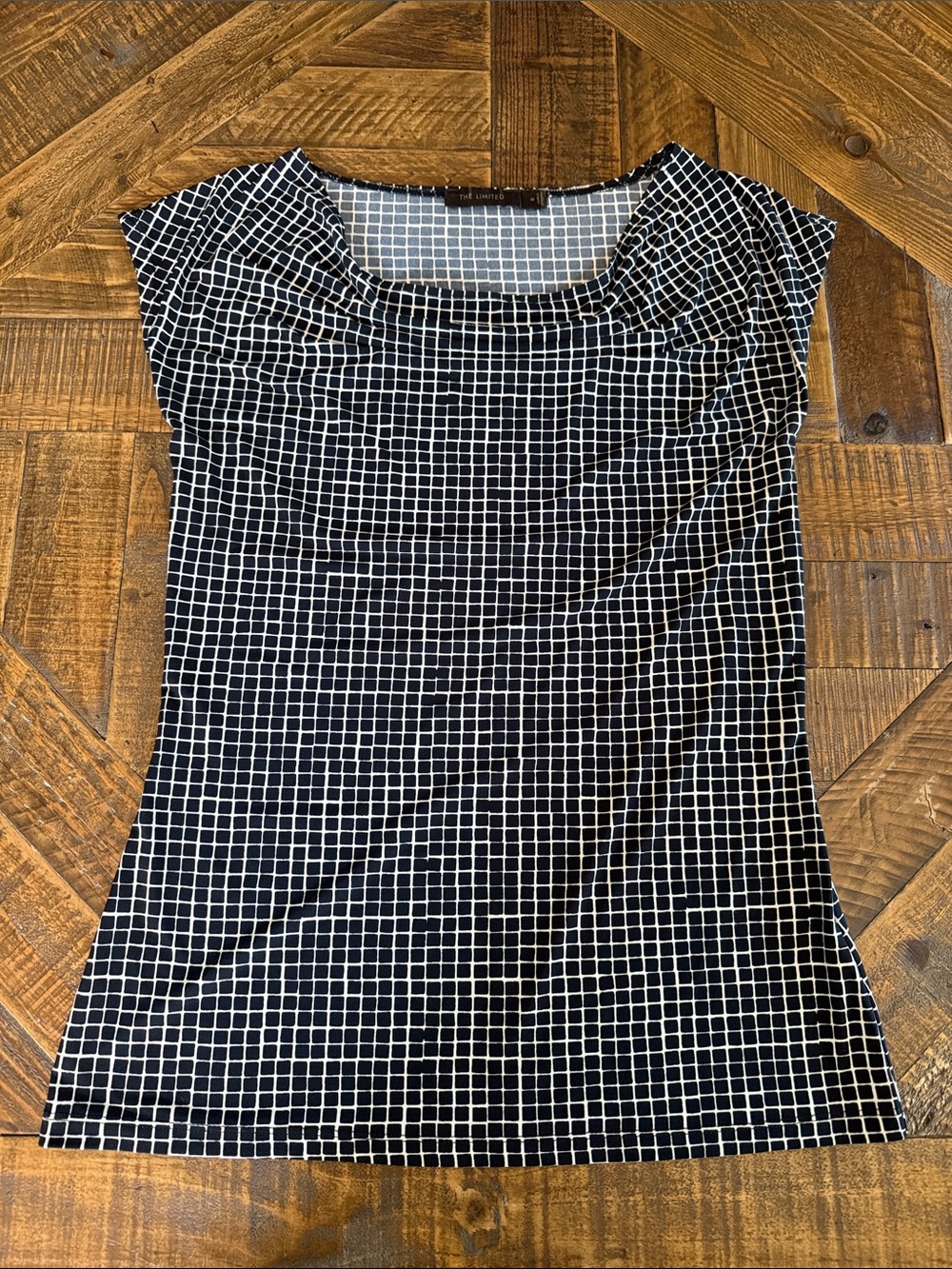 The Limited Black and White Grid Print Top